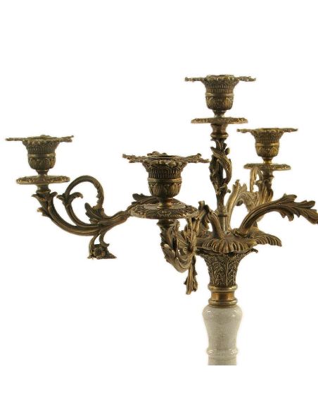 Candélabre en porcelaine: Candélabre 5 lumières 60cm avec bronze -BlancoCr.