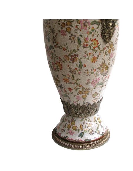 Vase en porcelaine: Vase 2 anses 92cm avec bronze -Paraiso