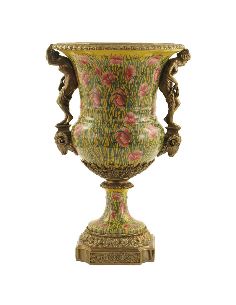 Vase en porcelaine: Coupe forme medicis a/femme 61cm a/bronze -Amapola