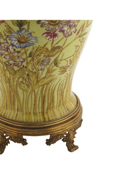 Pied de lampe en porcelaine: Pied de lampe vase 47cm avec bronze -Exotica