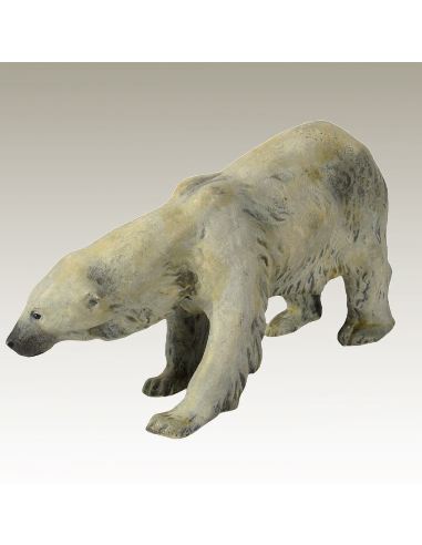 Escultura de bronce. Oso polar pintado estilo Viena