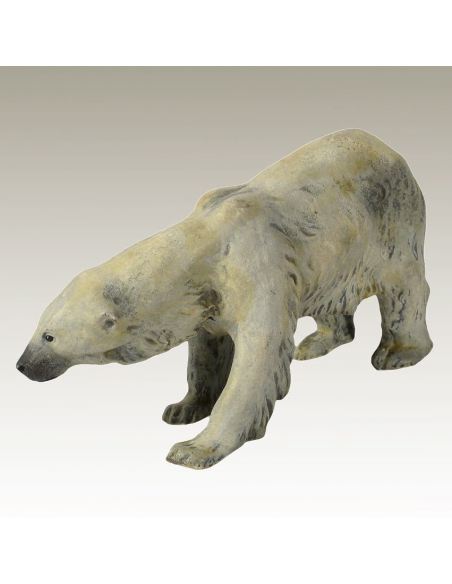 Escultura de bronce. Oso polar pintado estilo Viena