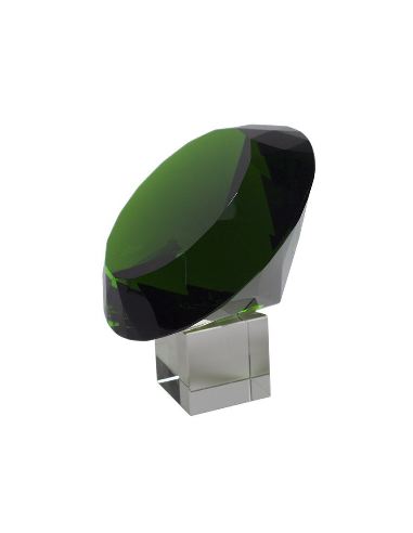 Diamant en verre Ø 15cm vert avec support