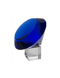 Diamant en verre Ø 15cm bleu avec support