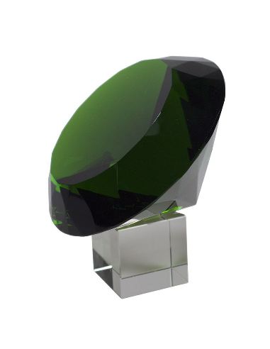 Diamant en verre Ø 20cm vert avec support