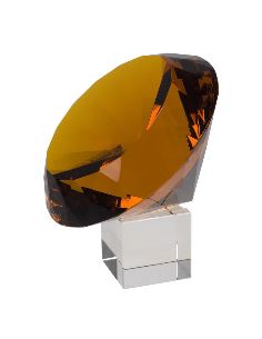 Diamant en verre Ø 20cm AMBRE avec support