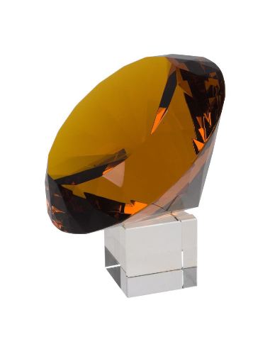 Diamant en verre Ø 20cm AMBRE avec support