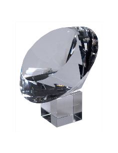 Diamant en verre Ø 20cm transparent avec support