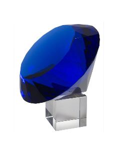 Diamant en verre Ø 20cm bleu avec support