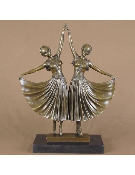 Figura de Bronce Mujeres Art Decó "The Sisters"