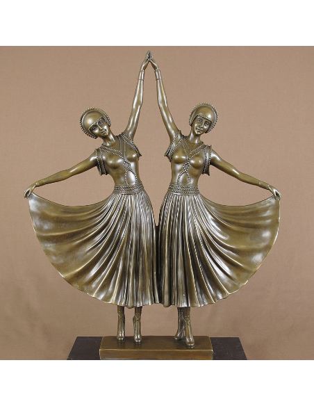 Figura de Bronce Mujeres Art Decó "The Sisters"