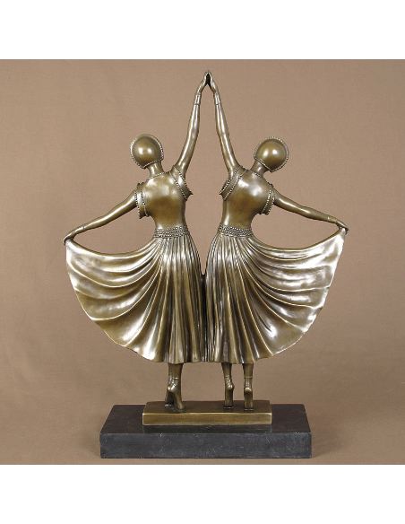 Figura de Bronce Mujeres Art Decó "The Sisters"