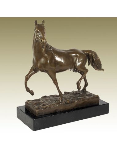 Sculpture en bronze: Cheval sauvage -Patine brune