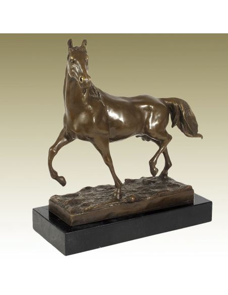 Sculpture en bronze: Cheval sauvage -Patine brune