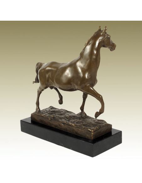 Sculpture en bronze: Cheval sauvage -Patine brune