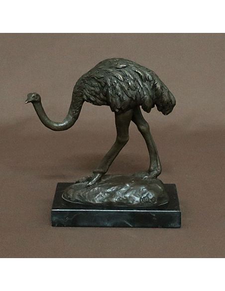 Sculpture en bronze: Autruche -Patine brune