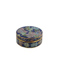 Émail cloisonné Boîte basse ronde bleu foncé -Milfleurs