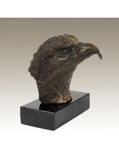 Sculpture en bronze: Tête d'aigle avec socle -Patine brune