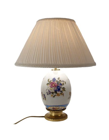 Pied de lampe en porcelaine: Pied de lampe 21cm oeuf avec bronze -Milady