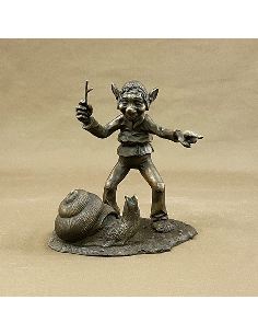 Sculpture en bronze: Lutin 24cm avec escargot