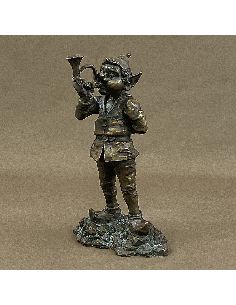 Sculpture en bronze: Lutin 30cm avec trompette